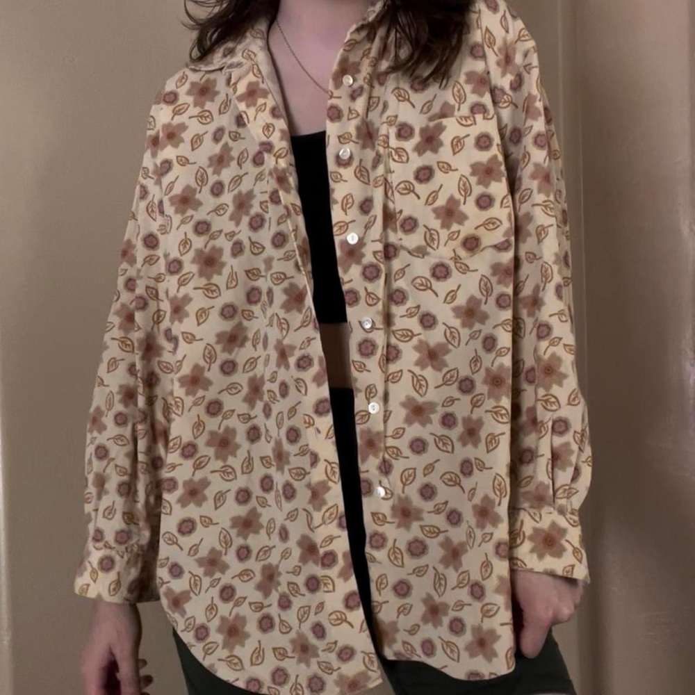Vintage preside chamonix pink and cream floral flannel